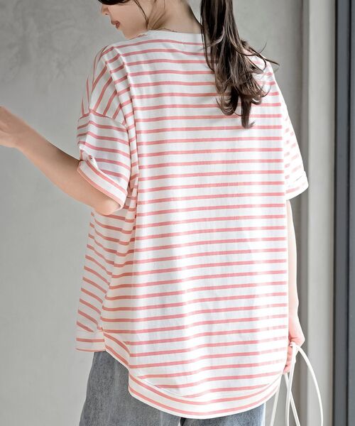 rps(アールピーエス)の「ターンバックボーダードルマンプルオーバー(Tシャツ/カットソー・レディース・ネイビー/ミント/ベージュ/ピンク/ブラック/ブルー/イエロー・フリー)」の20枚目の写真