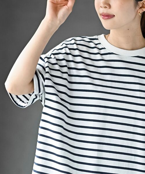 rps(アールピーエス)の「ターンバックボーダードルマンプルオーバー(Tシャツ/カットソー・レディース・ネイビー/ミント/ベージュ/ピンク/ブラック/ブルー/イエロー・フリー)」の14枚目の写真
