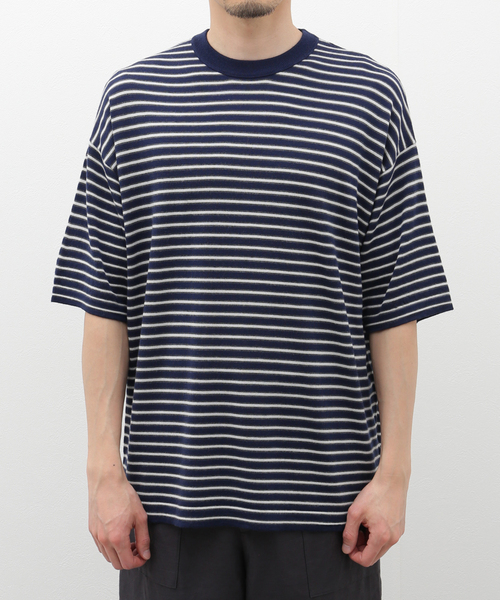 EDIFICE LA BOUCLE(エディフィスラブークル)の「【LA BOUCLE / ラブ―クル】ウォッシャブル ビッグ ニット Tシャツ(ニット/セーター・メンズ・ネイビー/ホワイト/サックスブルー・2/3)」の2枚目の写真