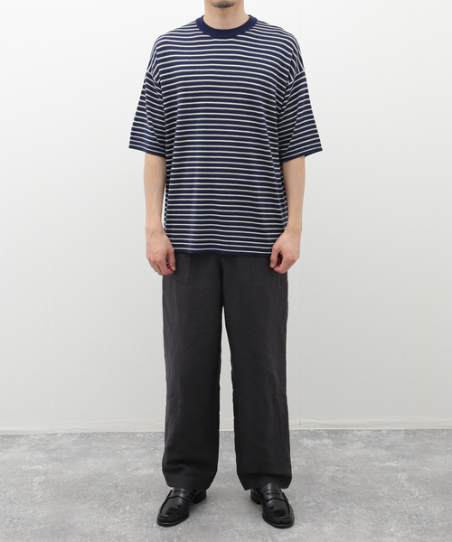 EDIFICE LA BOUCLE(エディフィスラブークル)の「【LA BOUCLE / ラブ―クル】ウォッシャブル ビッグ ニット Tシャツ(ニット/セーター・メンズ・ネイビー/ホワイト/サックスブルー・2/3)」の4枚目の写真