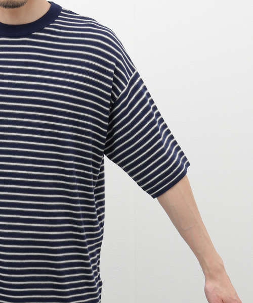 EDIFICE LA BOUCLE(エディフィスラブークル)の「【LA BOUCLE / ラブ―クル】ウォッシャブル ビッグ ニット Tシャツ(ニット/セーター・メンズ・ネイビー/ホワイト/サックスブルー・2/3)」の10枚目の写真