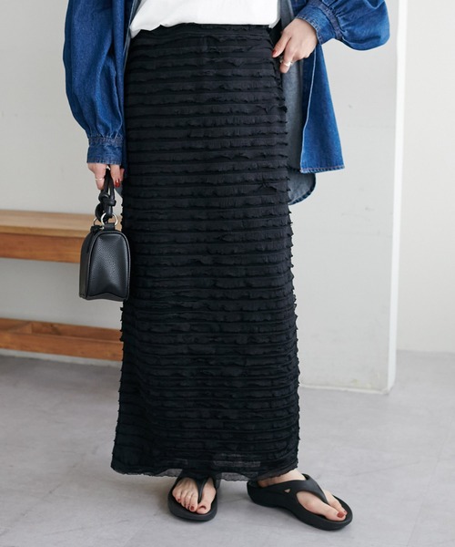 DISCOAT（ディスコート）の「【WEB限定】フリルティアードナロースカート（スカート・レディース・ブラック/オフホワイト・FREE）」の17枚目の写真