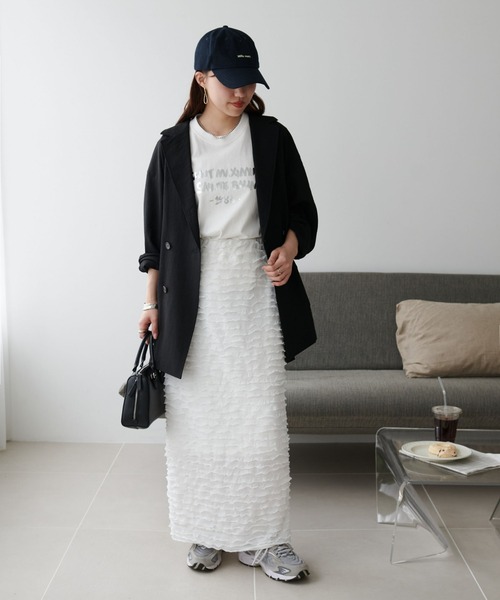 DISCOAT（ディスコート）の「【WEB限定】フリルティアードナロースカート（スカート・レディース・ブラック/オフホワイト・FREE）」の7枚目の写真