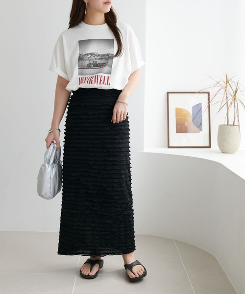 DISCOAT（ディスコート）の「【WEB限定】フリルティアードナロースカート（スカート・レディース・ブラック/オフホワイト・FREE）」の13枚目の写真