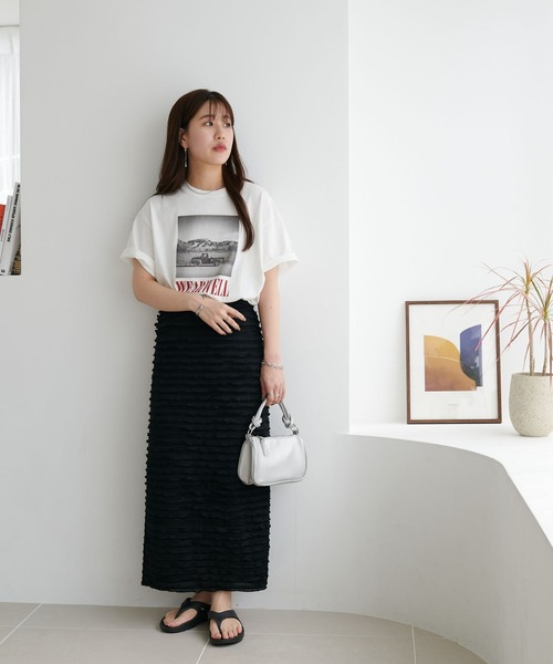 DISCOAT（ディスコート）の「【WEB限定】フリルティアードナロースカート（スカート・レディース・ブラック/オフホワイト・FREE）」の14枚目の写真