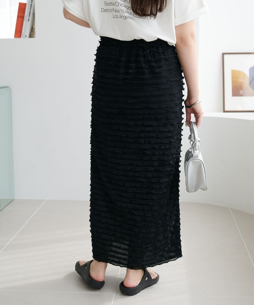 DISCOAT（ディスコート）の「【WEB限定】フリルティアードナロースカート（スカート・レディース・ブラック/オフホワイト・FREE）」の12枚目の写真