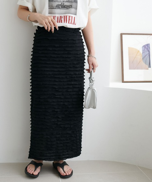 DISCOAT（ディスコート）の「【WEB限定】フリルティアードナロースカート（スカート・レディース・ブラック/オフホワイト・FREE）」の11枚目の写真