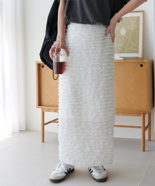 DISCOAT（ディスコート）の「【WEB限定】フリルティアードナロースカート（スカート・レディース・ブラック/オフホワイト・FREE）」の21枚目の写真