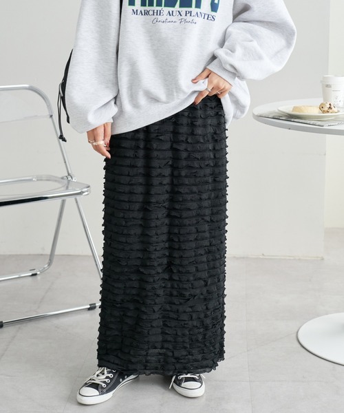 DISCOAT（ディスコート）の「【WEB限定】フリルティアードナロースカート（スカート・レディース・ブラック/オフホワイト・FREE）」の22枚目の写真