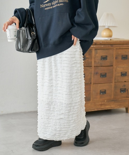 DISCOAT（ディスコート）の「【WEB限定】フリルティアードナロースカート（スカート・レディース・ブラック/オフホワイト・FREE）」の19枚目の写真