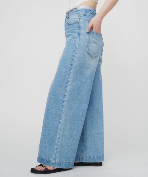ZOZO限定商品】 WAIST LOGO DENIM WIDE PANTS / ウエストロゴ