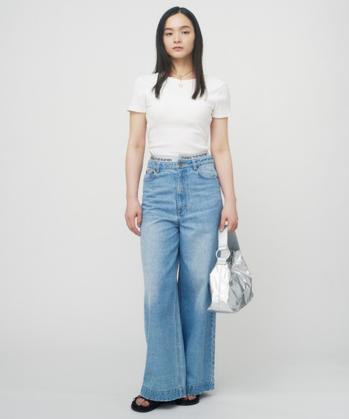 こうめ デニムパンツ 3点 セール】《3ボタン×ヴィンテージ風》ダメージフレアデニム／脚長