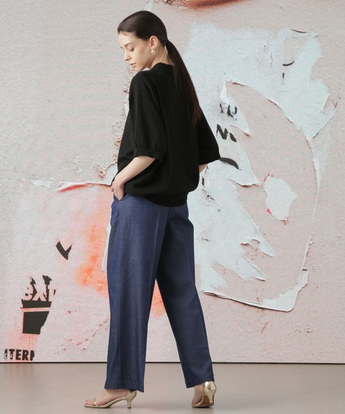 Apo(s)ture(アポスチャー)の「ARIA-013/デニムストレッチタックワイドパンツ(デニムパンツ・レディース・ブルー/ブラック/ベージュ/ネイビー・XL/L/M/XS/S)」の5枚目の写真