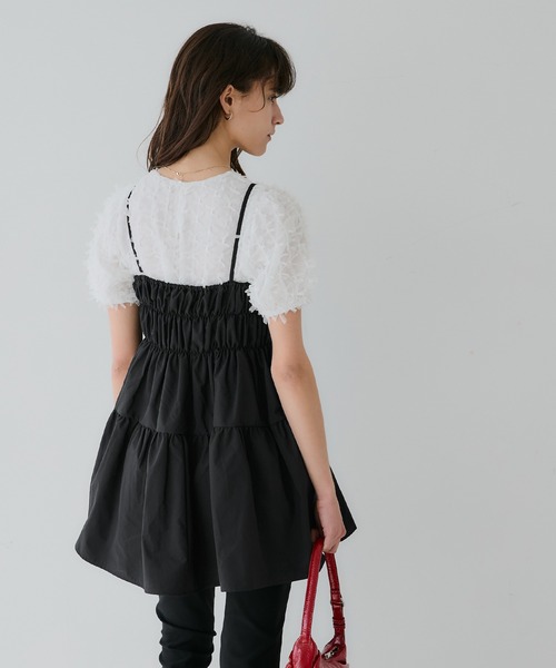 coca（coca）（コカ）の「パリフワギャザーキャミチュニック（キャミソール・レディース・ブラック/ライトベージュ/ライトブルー/A/B・M/L）」の7枚目の写真