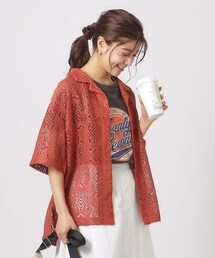 Cutie Blonde | 幾何学レース こなれ見えオープンカラーシャツ(シャツ/ブラウス)