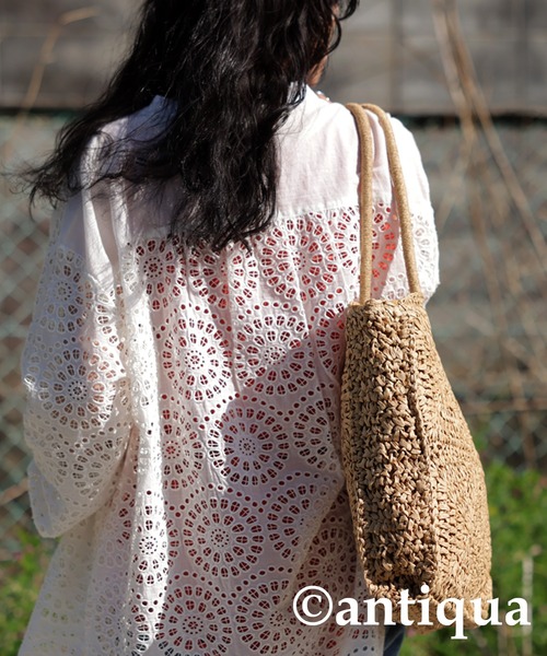 antiqua（アンティカ）の「スクエアかごバッグ（かごバッグ・レディース・ブラウン・FREE）」の10枚目の写真