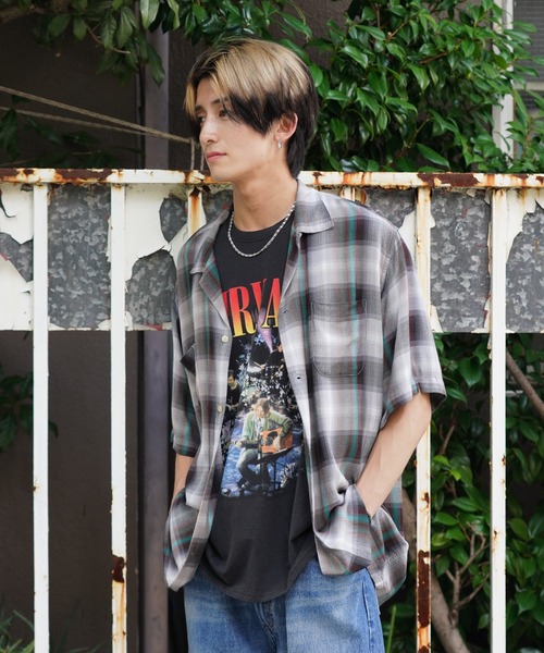 トップス 60s town craft TOWNCRAFT / 60S OMBRE PLAID RAYON SHIRTS MADE IN JAPAN
