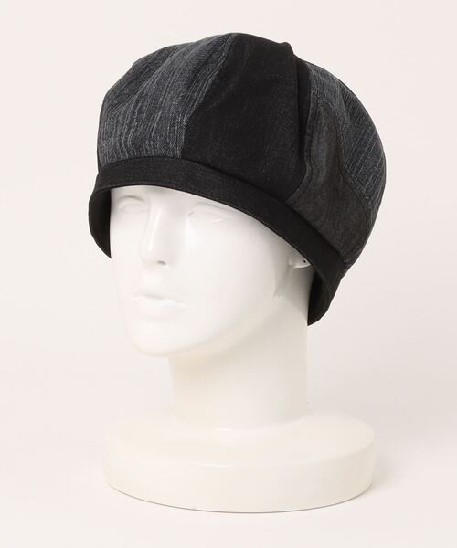 polcadot（ポルカドット）の「DENIM PATCH BERET/デニム パッチワーク ベレー（ハンチング/ベレー帽・メンズ・ブラック/ネイビー・FREE）」の6枚目の写真