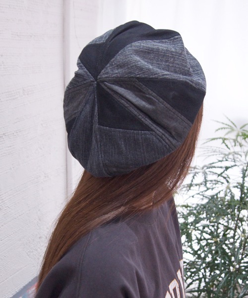 polcadot（ポルカドット）の「DENIM PATCH BERET/デニム パッチワーク ベレー（ハンチング/ベレー帽・メンズ・ブラック/ネイビー・FREE）」の5枚目の写真