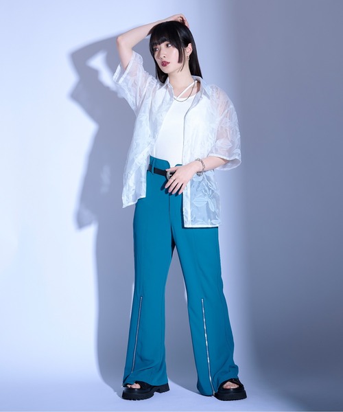 Ellno Loset（エルノロゼット）の「フラワーオパールシアーシャツ（シャツ/ブラウス・メンズ・ブラック/グレー/オフホワイト・SMALL/MEDIUM/LARGE）」の5枚目の写真