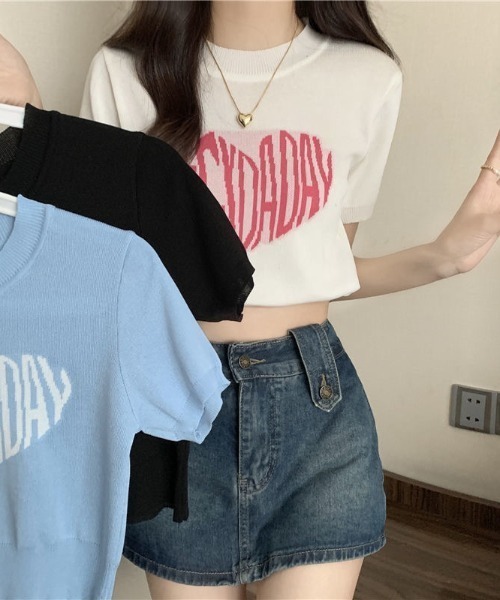 SHEENA(シーナ)の「ハートロゴサマーニットトップス(ニット/セーター・レディース・ホワイト/ブラック/サックスブルー・M)」の19枚目の写真