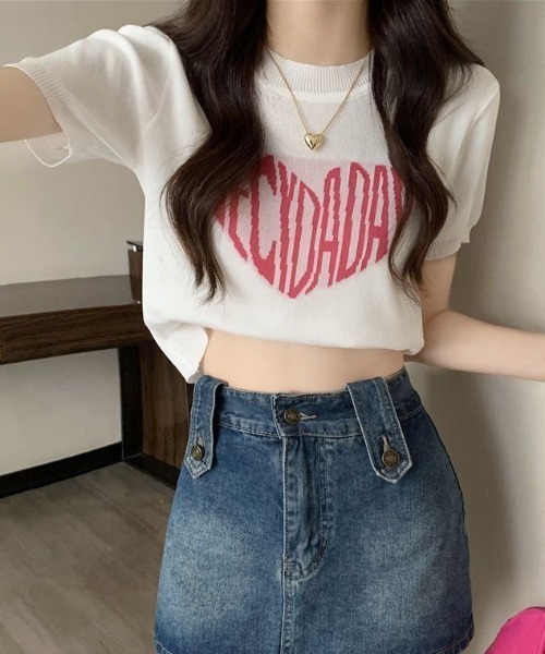 SHEENA(シーナ)の「ハートロゴサマーニットトップス(ニット/セーター・レディース・ホワイト/ブラック/サックスブルー・M)」の21枚目の写真