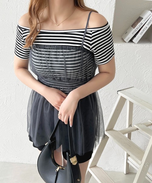 チュールビスチェセットTシャツ INDIVI GALLEST tシャツ チュールビスチェセットTシャツ