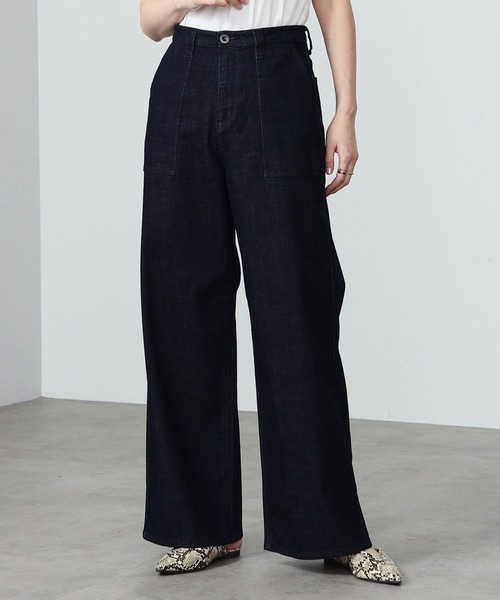 C17（シーセブンティーン）の「C17 ベイカーワイドデニムパンツ（デニムパンツ・レディース・ライトインディゴブルー/インディゴブルー/カーキ/ベージュ/ブルー/ブルー系その他・LARGE/MEDIUM/SMALL）」の3枚目の写真