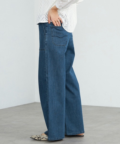 C17（シーセブンティーン）の「C17 ベイカーワイドデニムパンツ（デニムパンツ・レディース・ライトインディゴブルー/インディゴブルー/カーキ/ベージュ/ブルー/ブルー系その他・LARGE/MEDIUM/SMALL）」の7枚目の写真