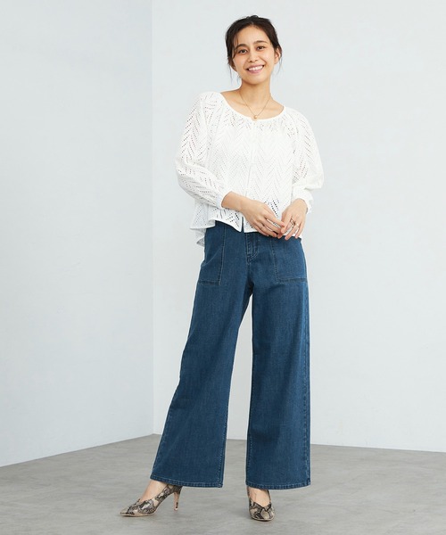 C17（シーセブンティーン）の「C17 ベイカーワイドデニムパンツ（デニムパンツ・レディース・ライトインディゴブルー/インディゴブルー/カーキ/ベージュ/ブルー/ブルー系その他・LARGE/MEDIUM/SMALL）」の12枚目の写真