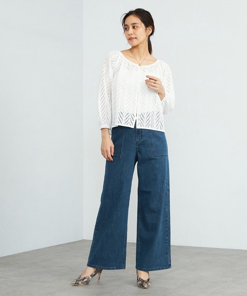 C17（シーセブンティーン）の「C17 ベイカーワイドデニムパンツ（デニムパンツ・レディース・ライトインディゴブルー/インディゴブルー/カーキ/ベージュ/ブルー/ブルー系その他・LARGE/MEDIUM/SMALL）」の13枚目の写真