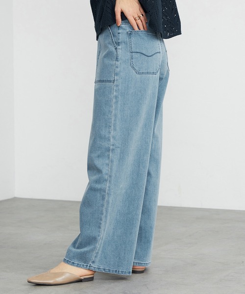 C17（シーセブンティーン）の「C17 ベイカーワイドデニムパンツ（デニムパンツ・レディース・ライトインディゴブルー/インディゴブルー/カーキ/ベージュ/ブルー/ブルー系その他・LARGE/MEDIUM/SMALL）」の15枚目の写真