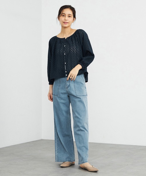 C17（シーセブンティーン）の「C17 ベイカーワイドデニムパンツ（デニムパンツ・レディース・ライトインディゴブルー/インディゴブルー/カーキ/ベージュ/ブルー/ブルー系その他・LARGE/MEDIUM/SMALL）」の20枚目の写真