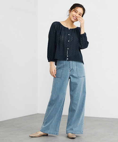 C17（シーセブンティーン）の「C17 ベイカーワイドデニムパンツ（デニムパンツ・レディース・ライトインディゴブルー/インディゴブルー/カーキ/ベージュ/ブルー/ブルー系その他・LARGE/MEDIUM/SMALL）」の21枚目の写真