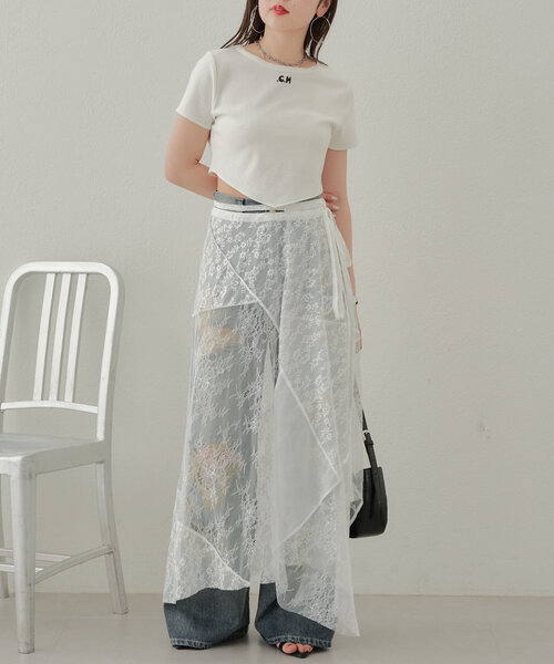 cccmalie レース切り替えスカート セール】 レース切替ロングスカート （ミニ・ひざ丈スカート