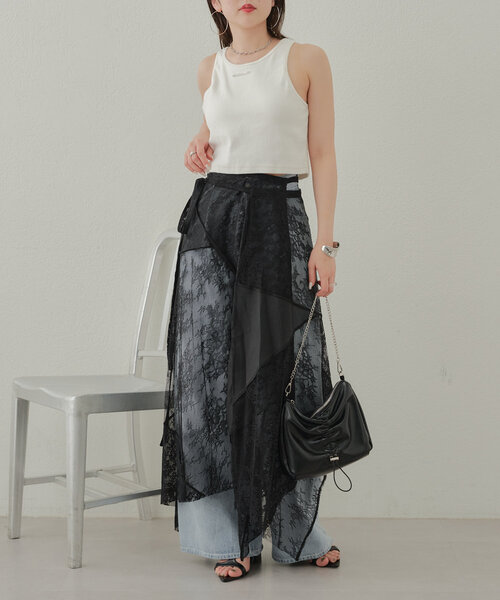 cccmalie レース切り替えスカート セール】 レース切替ロングスカート （ミニ・ひざ丈スカート