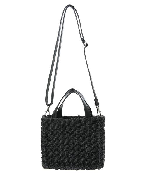 美品❗️アシーナニューヨーク★かごバッグ ブラックレース セール】2WAYペーパースクエアミニショルダーBAG（かごバッグ