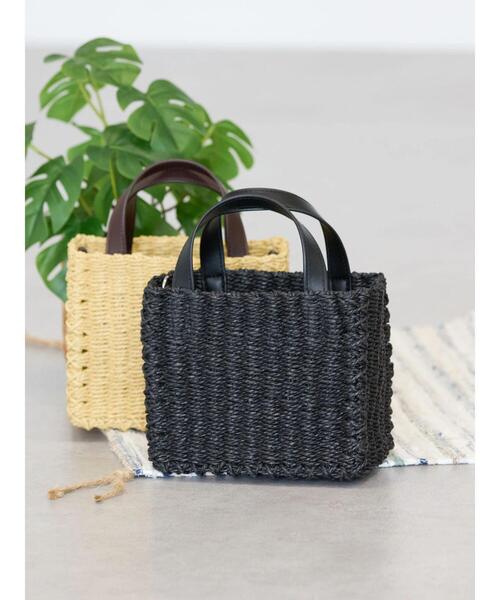 AMERICAN HOLIC（アメリカンホリック）の「2WAYペーパースクエアミニショルダーBAG（かごバッグ・レディース・ブラック/ベージュ・FREE）」の2枚目の写真