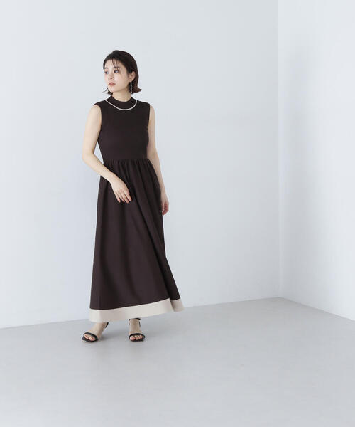 りこ様　アプワイザー ニット　ナチュラルビューティーベーシックワンピース セール】割繊ドッキングニットワンピース(504447924