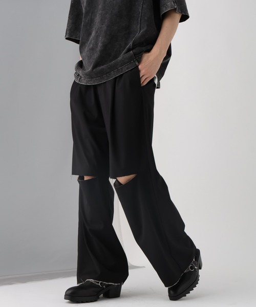 HARE(ハレ)の「【SET UP対応】ニーカットオフトラウザー(HARE)(スラックス・メンズ・ブラック/グレー・FREE)」の6枚目の写真