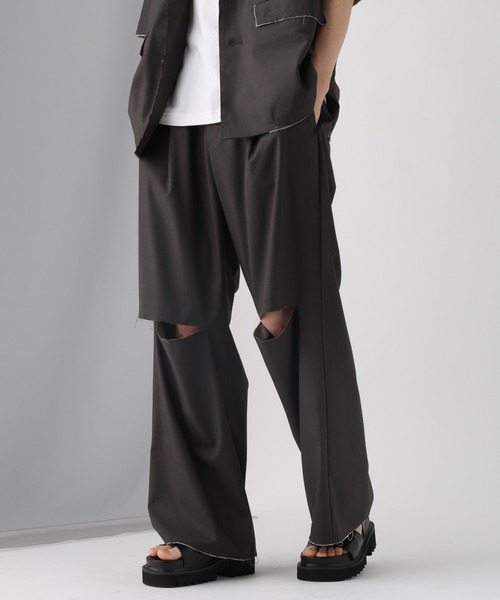 HARE(ハレ)の「【SET UP対応】ニーカットオフトラウザー(HARE)(スラックス・メンズ・ブラック/グレー・FREE)」の11枚目の写真