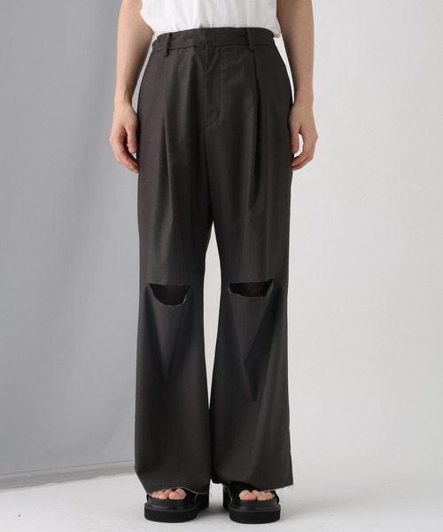 HARE(ハレ)の「【SET UP対応】ニーカットオフトラウザー(HARE)(スラックス・メンズ・ブラック/グレー・FREE)」の12枚目の写真