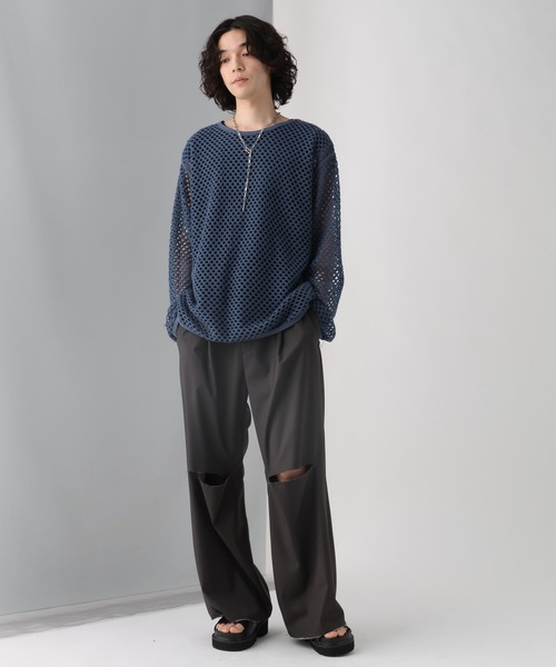 HARE(ハレ)の「【SET UP対応】ニーカットオフトラウザー(HARE)(スラックス・メンズ・ブラック/グレー・FREE)」の9枚目の写真