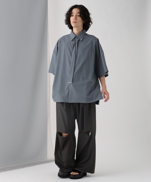 HARE(ハレ)の「【SET UP対応】ニーカットオフトラウザー(HARE)(スラックス・メンズ・ブラック/グレー・FREE)」の10枚目の写真