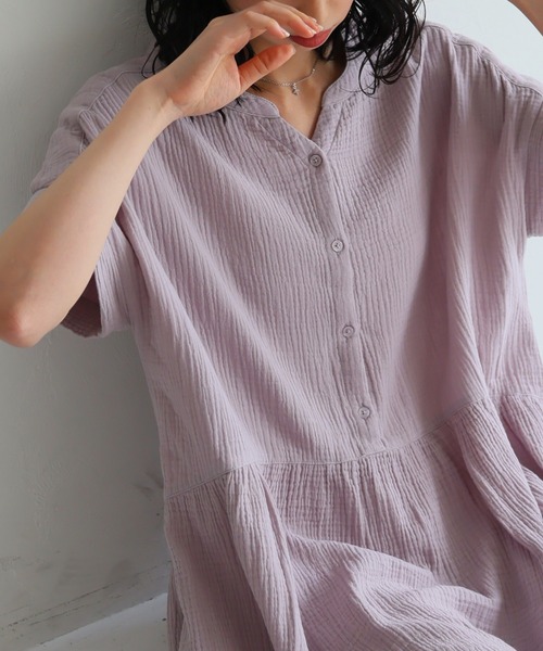 itto...(イット)の「一度着たらヤミツキ!柔らかな肌触り【極ふわコットン100%ダブルガーゼ】ゆったりギャザー半袖ワンピース(ワンピース・レディース・ブラック/ライトブルー/グレイッシュブルー/グレイッシュベージュ/ラベンダー/ミント/アイボリー・M)」の19枚目の写真