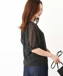 MK MICHEL KLEIN | モダンドット柄シフォンブラウス/洗える(シャツ/ブラウス)