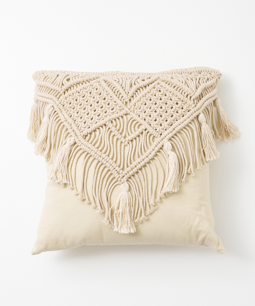 collex(コレックス)の「マクラメクッション 中材付き45×45㎝(クッション/クッションカバー・レディース・アイボリー・フリー)」の4枚目の写真