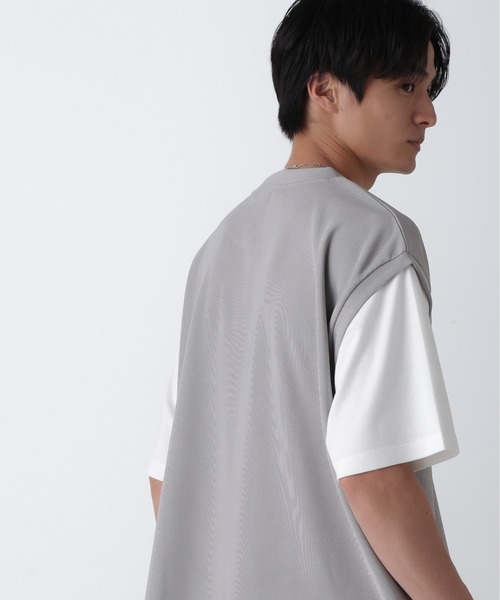 NANO universe(ナノユニバース)の「フェイクレイヤードリラックスTシャツ 半袖(Tシャツ/カットソー・メンズ・ブラック/ネイビー/グレー/グリーン・M/L/XL)」の11枚目の写真