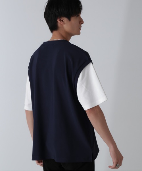 NANO universe(ナノユニバース)の「フェイクレイヤードリラックスTシャツ 半袖(Tシャツ/カットソー・メンズ・ブラック/ネイビー/グレー/グリーン・M/L/XL)」の17枚目の写真