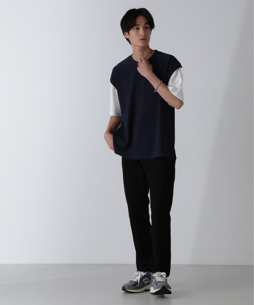 NANO universe(ナノユニバース)の「フェイクレイヤードリラックスTシャツ 半袖(Tシャツ/カットソー・メンズ・ブラック/ネイビー/グレー/グリーン・M/L/XL)」の18枚目の写真